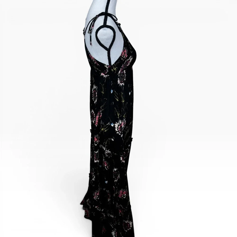 Intimately Free People Garden Party Maxi Dress Womens‎ XS Black Floral Smocked